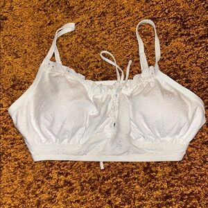 Elegant White Eyelet Lace Swim Top